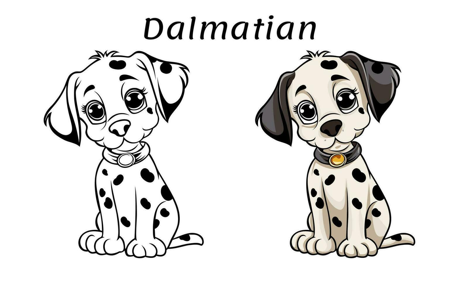Cute Dalmatian Dog Animal Coloring Book Illustration vector