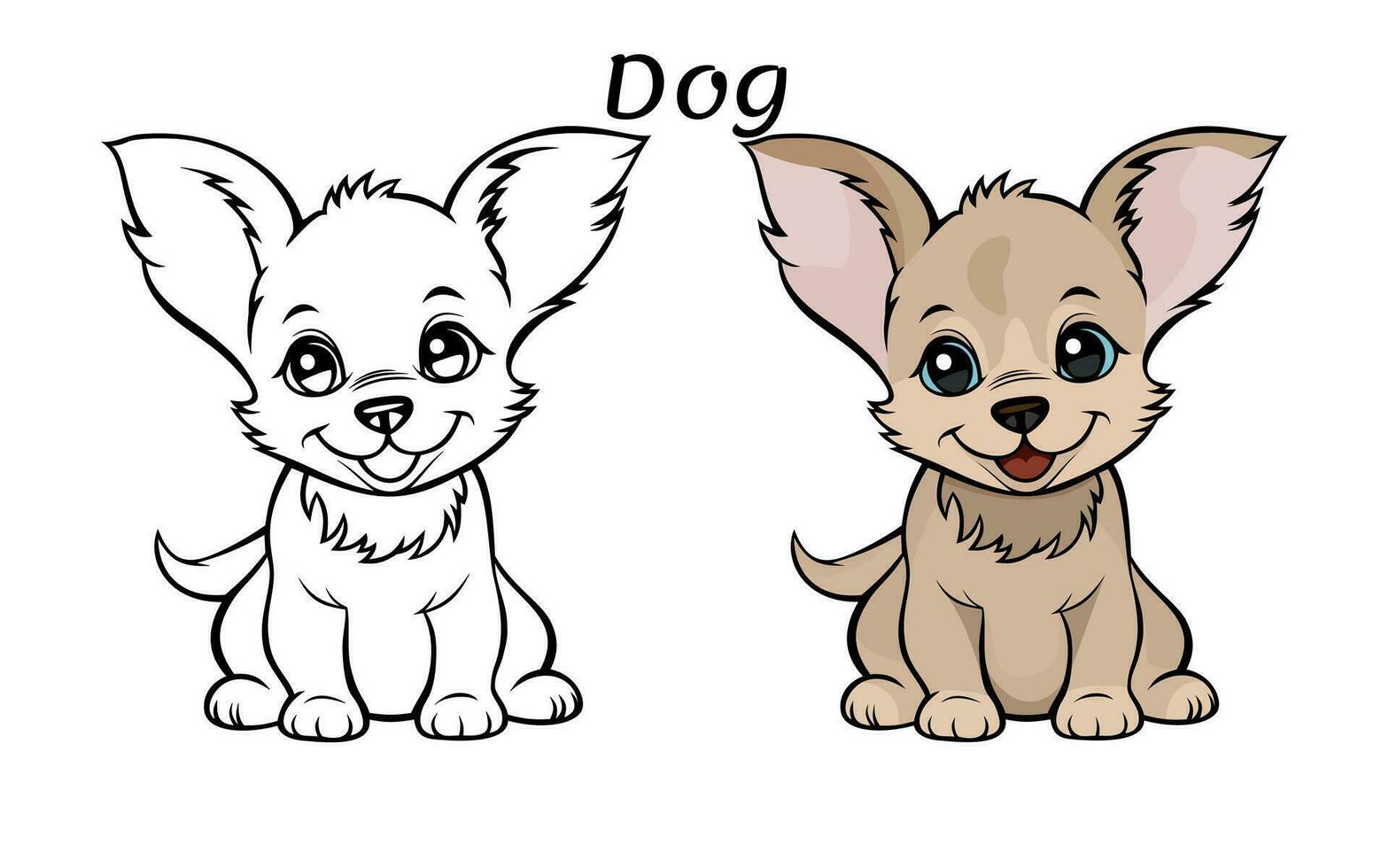 Cute Dog Animal Coloring Book Illustration vector