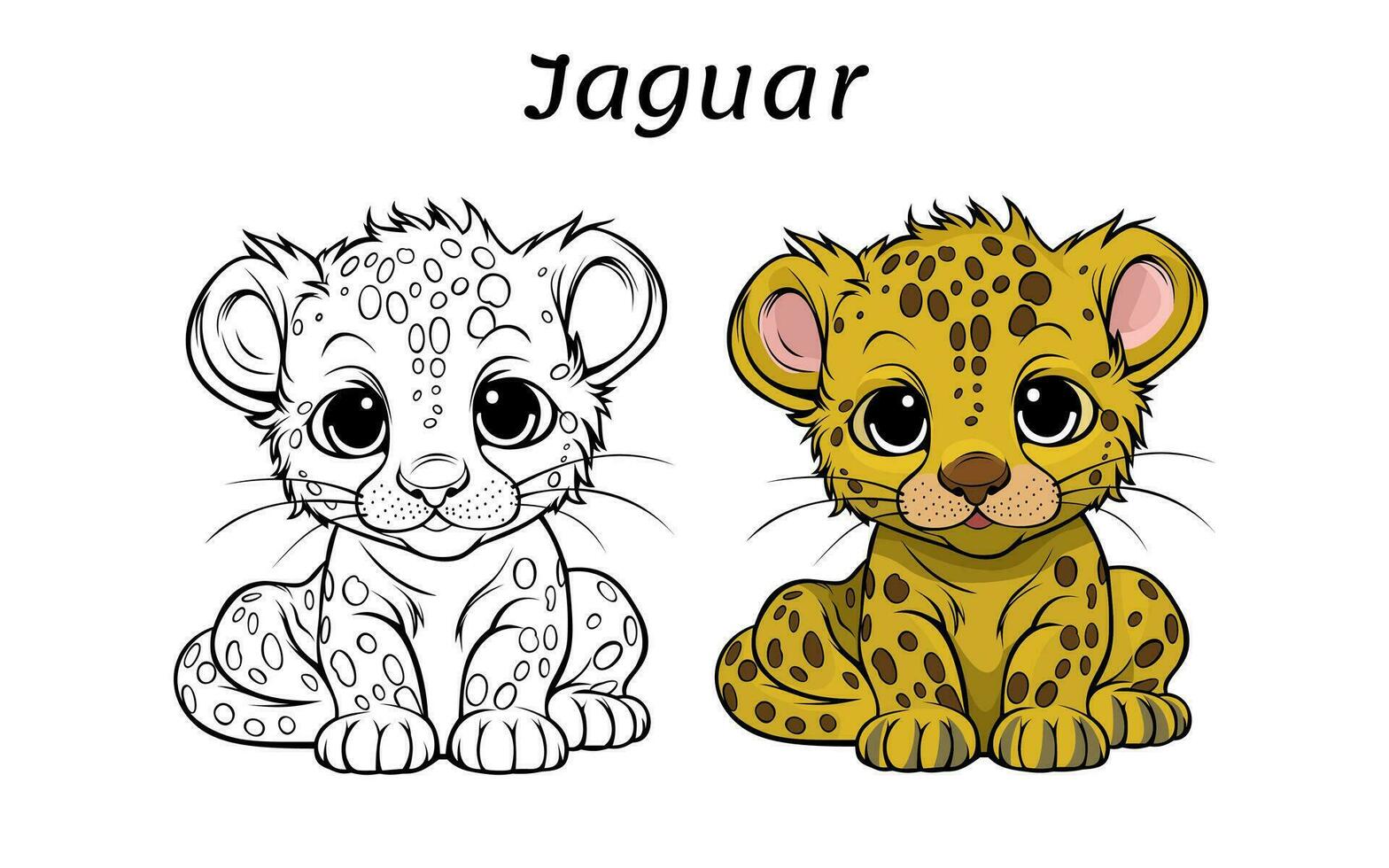 Cute Jaguar Animal Coloring Book Illustration vector