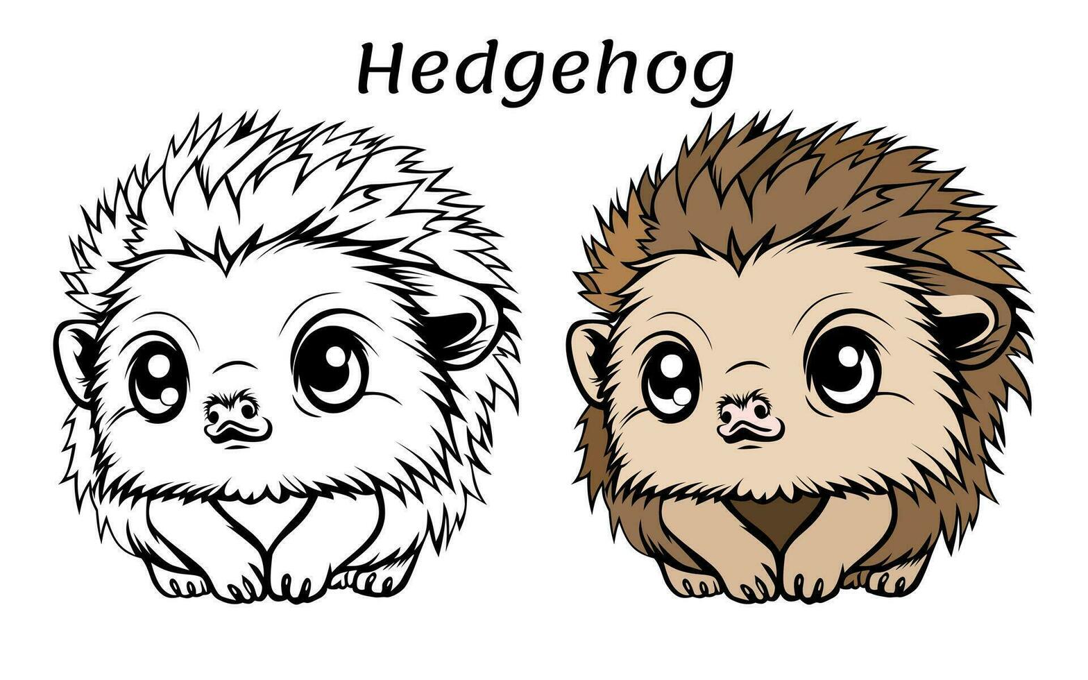 Cute Hedgehog Animal Coloring Book Illustration vector
