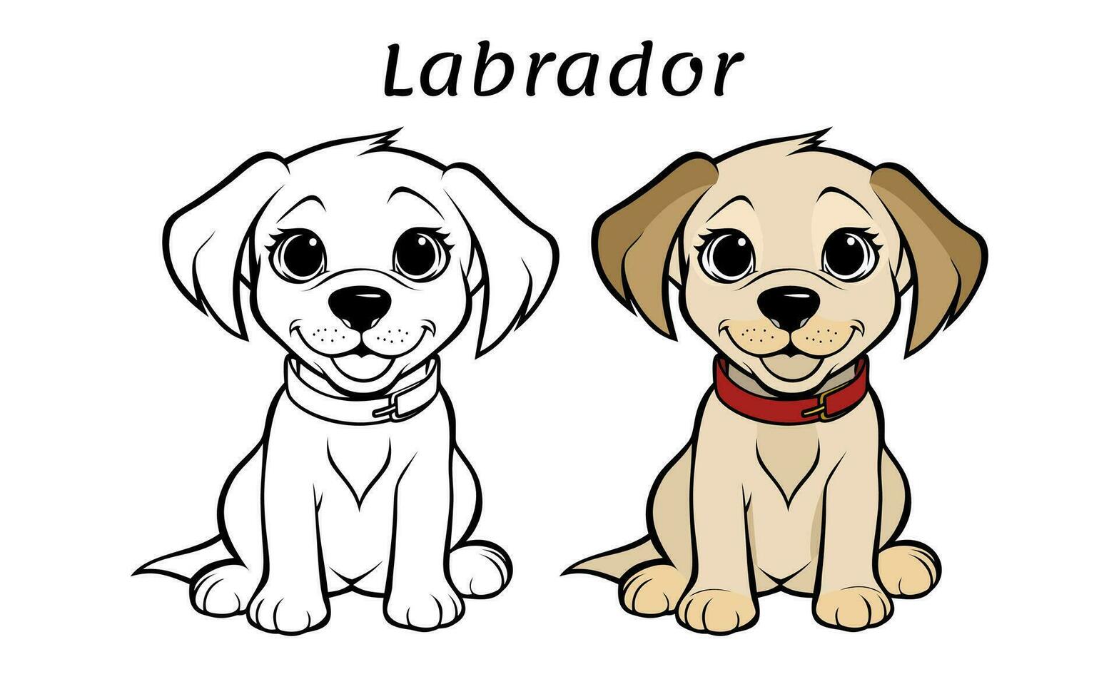 Cute Labrador Dog Animal Coloring Book Illustration vector