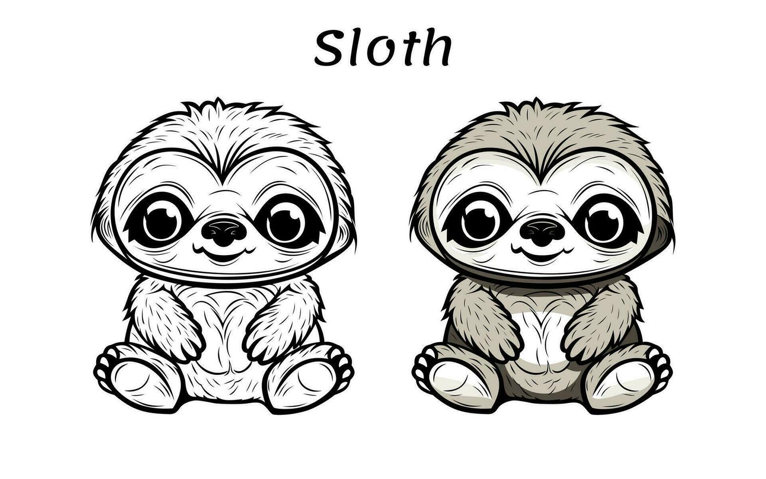 Cute Sloth Animal Coloring Book Illustration vector
