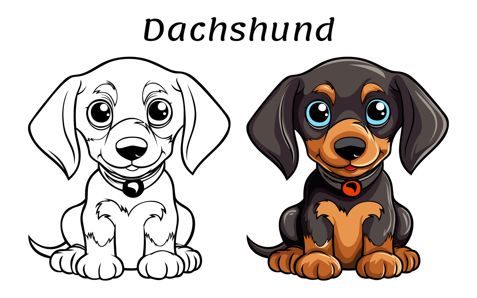 Cute Dachshund Dog Animal Coloring Book Illustration 25449827 Vector