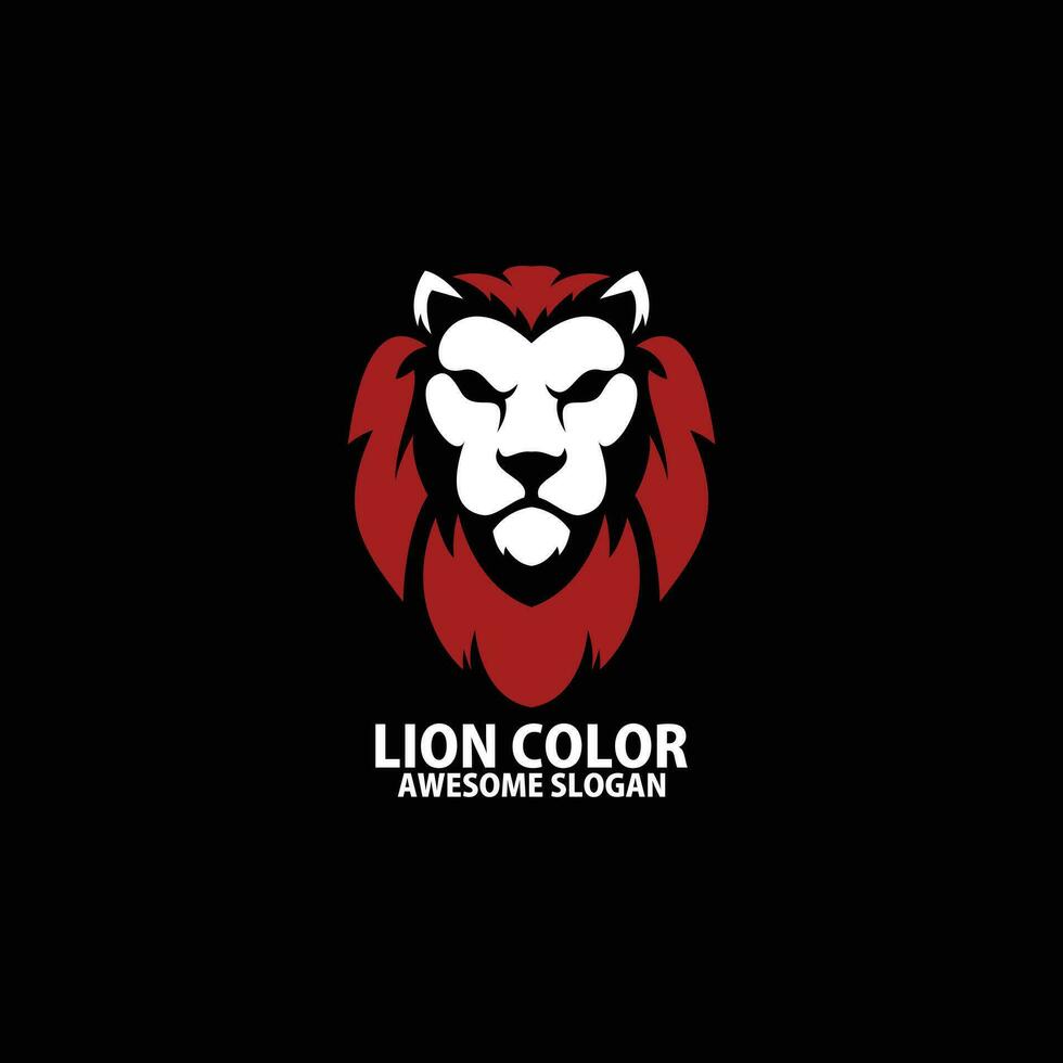 lion head logo design color vector