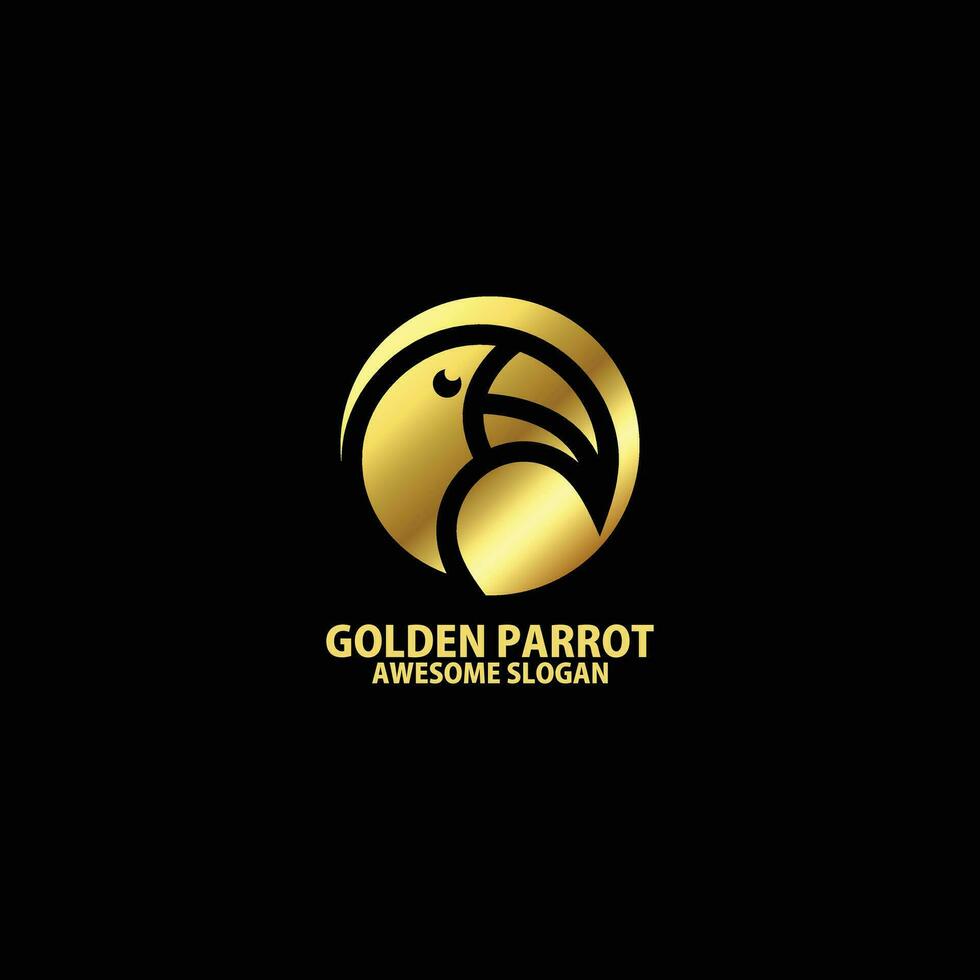 golden parrot with luxury logo design vector