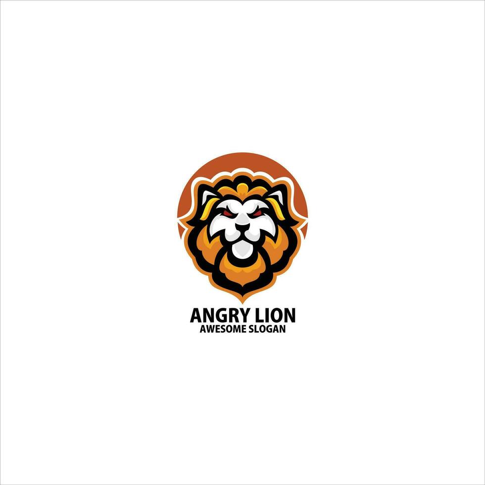 angry lion design logo gaming esport vector