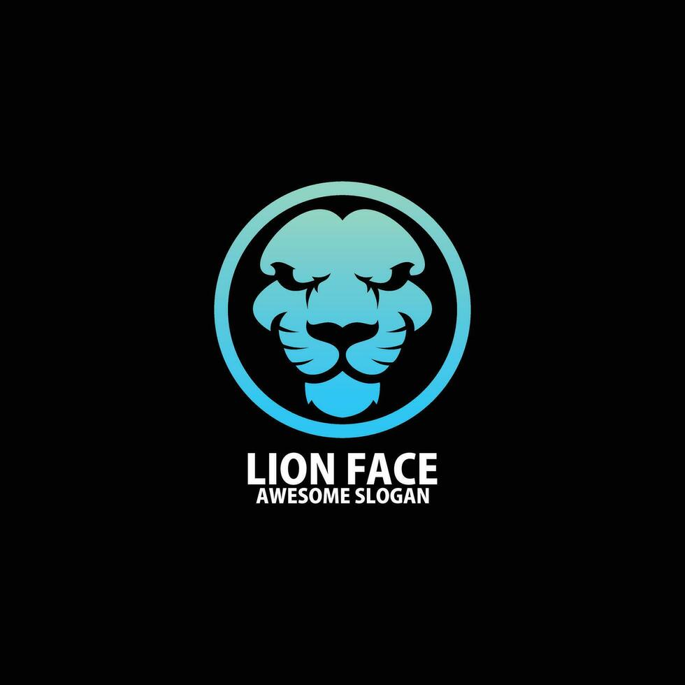 lion face with circle logo design gradient color vector