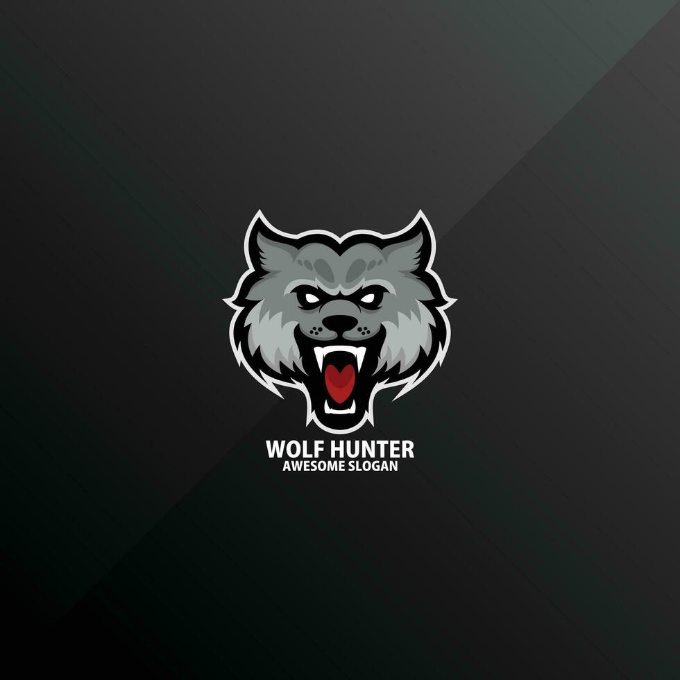 wolf angry logo design gaming esport vector