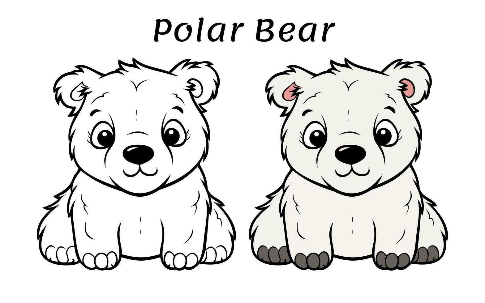 Cute Polar Bear Animal Coloring Book Illustration vector