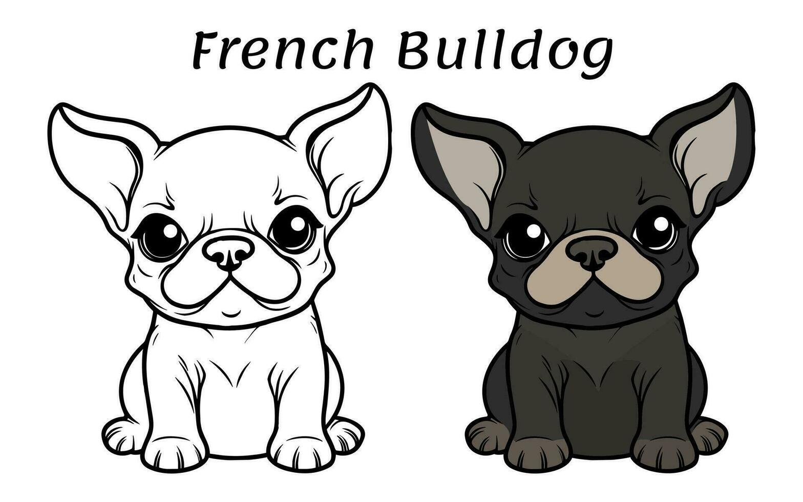 Cute French Bulldog Dog Animal Coloring Book Illustration vector