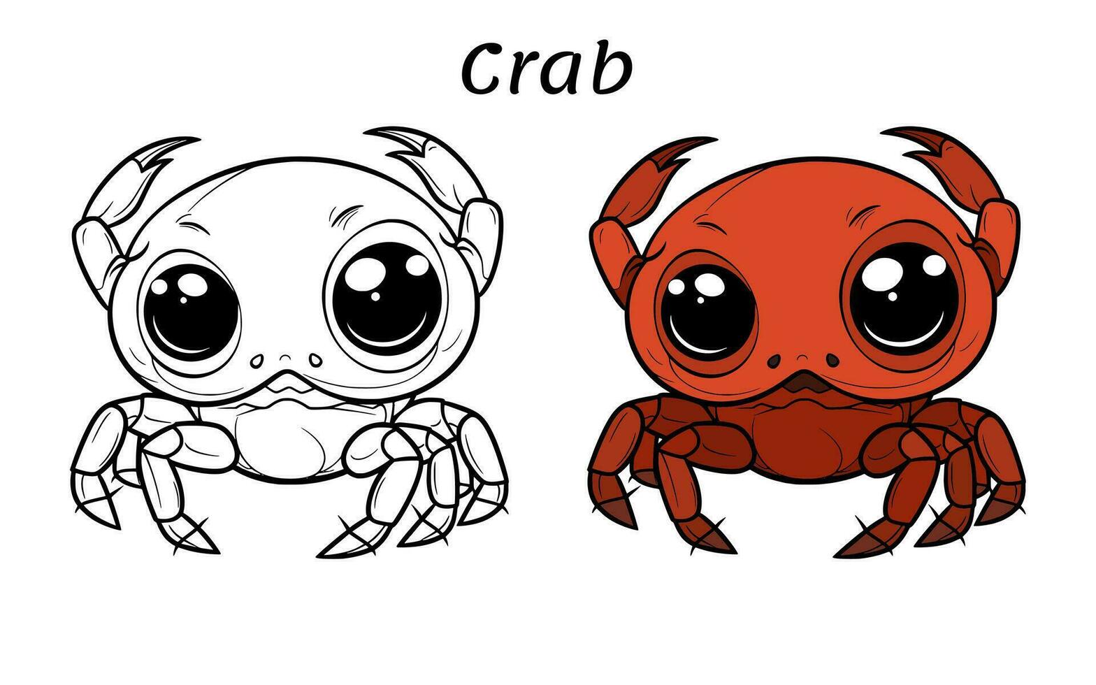 Cute Crab Animal Coloring Book Illustration vector
