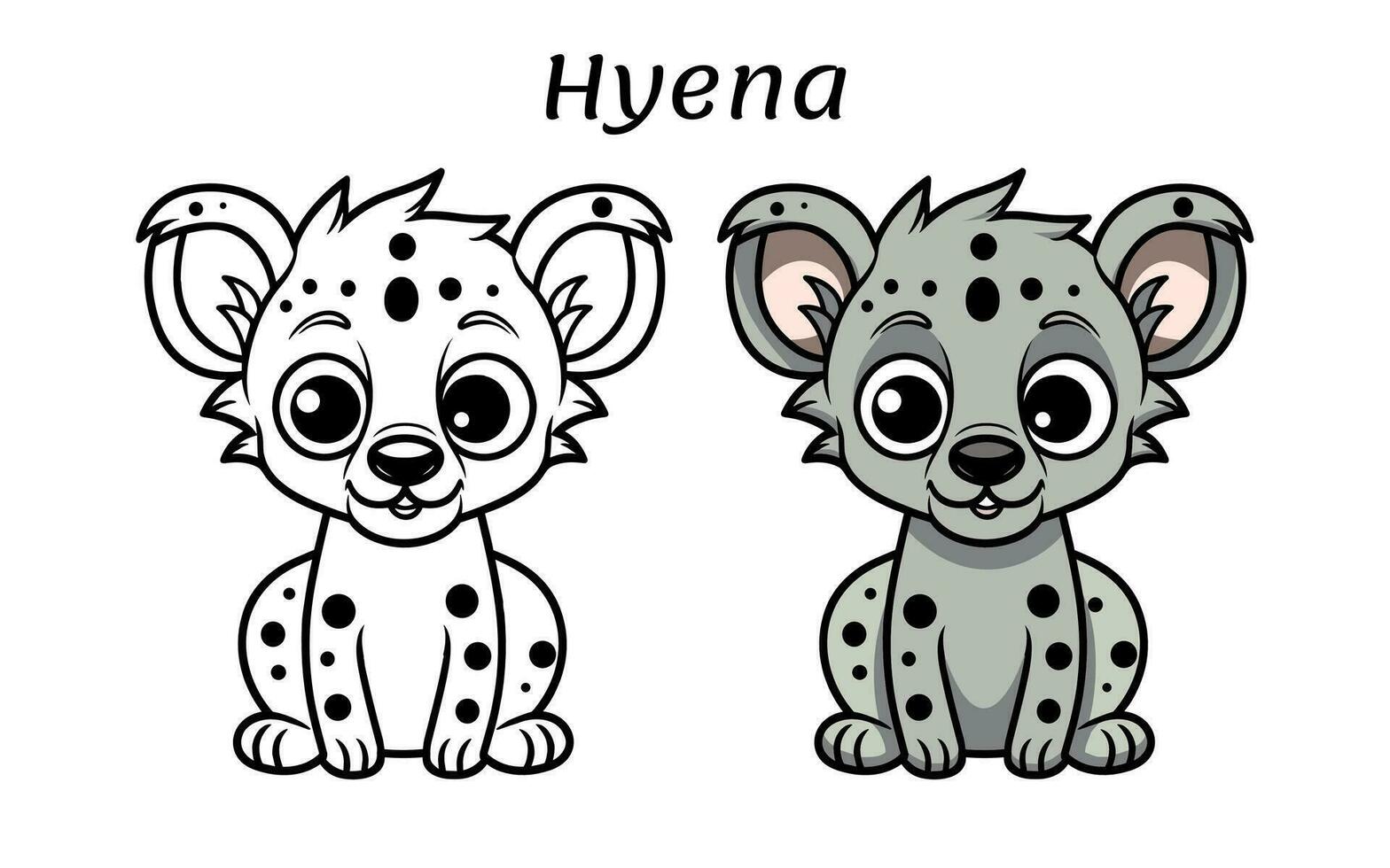 Cute Hyena Animal Coloring Book Illustration vector