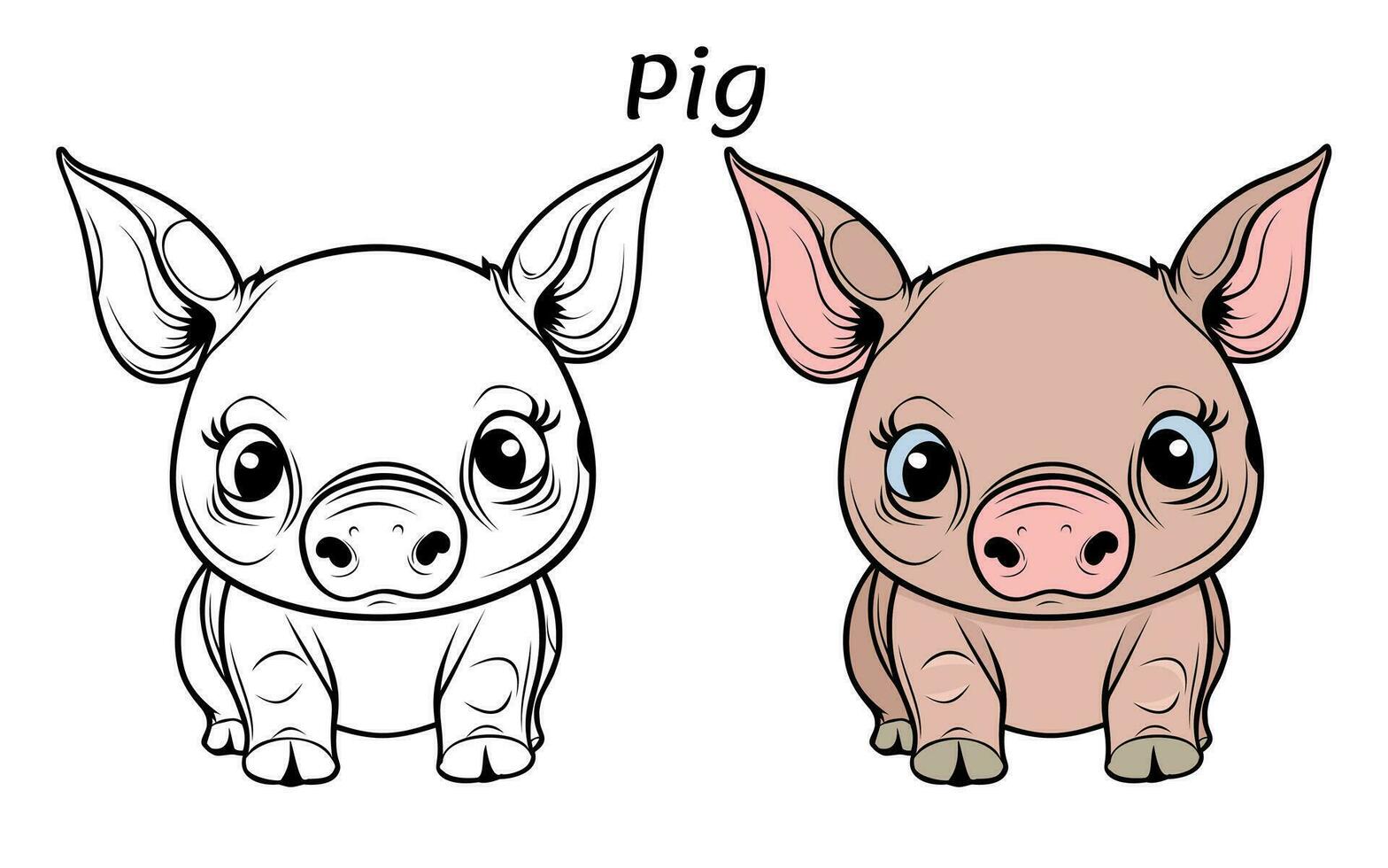 Cute Pig Animal Coloring Book Illustration vector