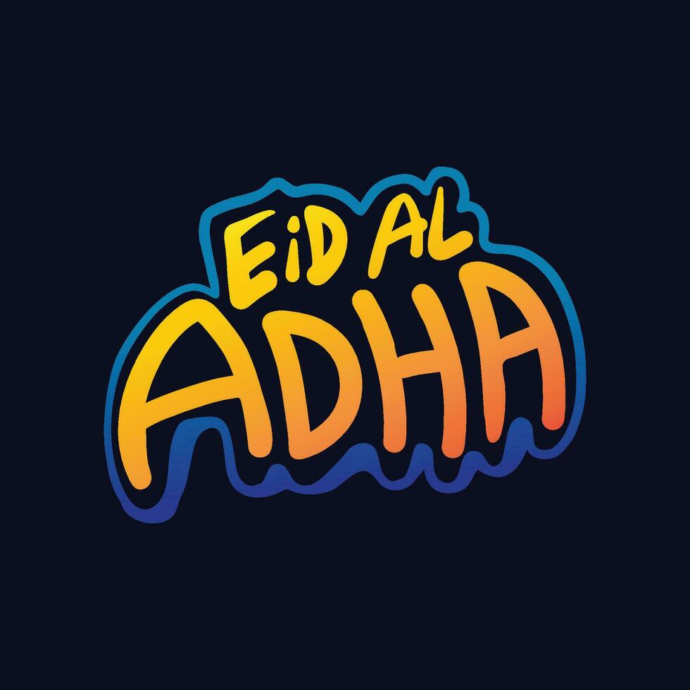 Eid al adha typography vector illustration to celebrate muslim religious holiday in worldwide. Eid mubarak custom typography and lettering design.