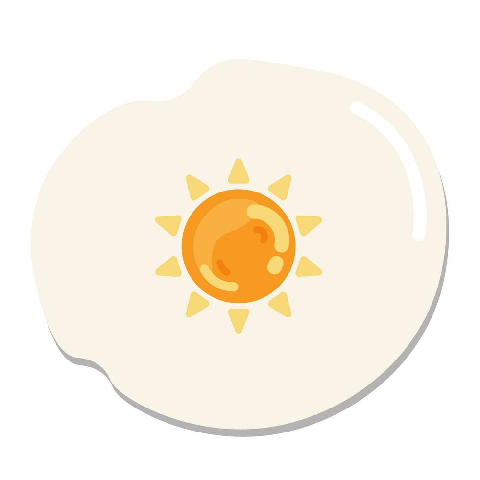 Sunny-side up egg with the sun as the yolk isolated on white background. Design elements. Vector Illustration. EPS 10 File.