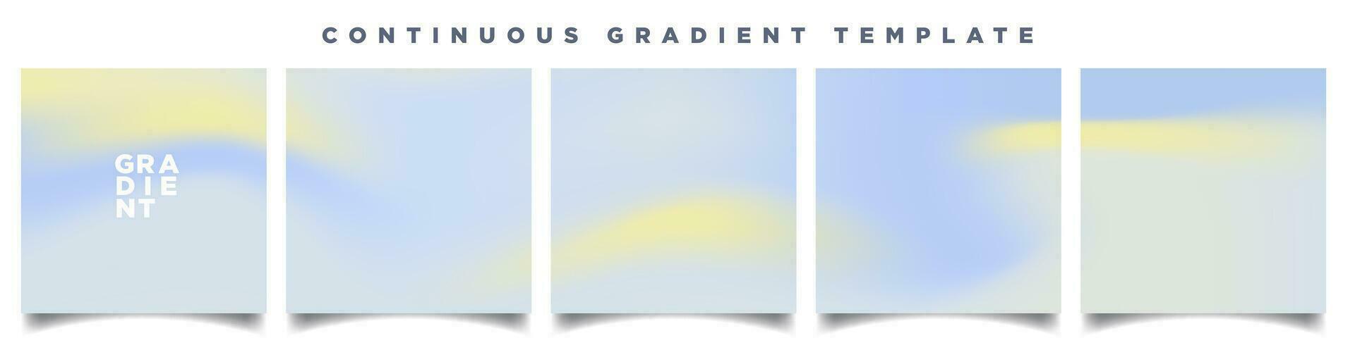 Blue and Yellow Gradient Carousel Ad Template. Continuous Square Card Vector Template. EPS 10. Five gradient backdrops. Perfect for designs, feeds, social media, web, banners. Vector Illustration.