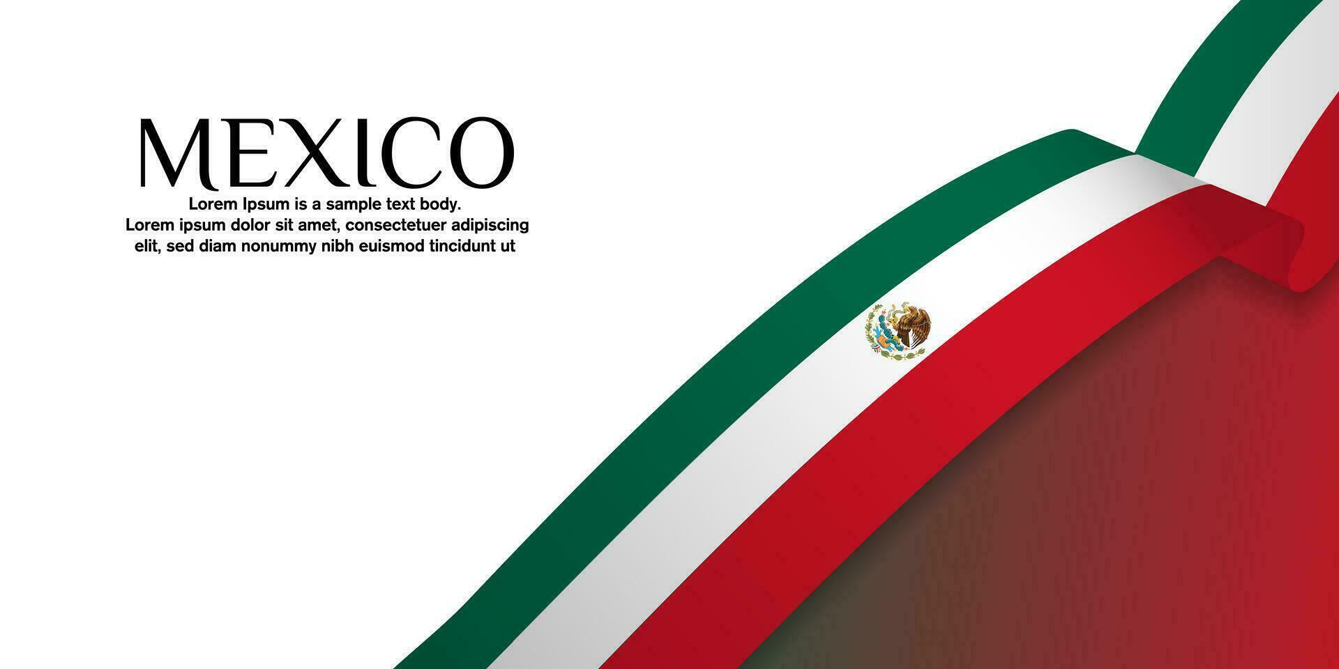 3D Mexico Flag Banner with copy space. Green, white, and red Mexican flag. Editable Vector Illustration. EPS 10