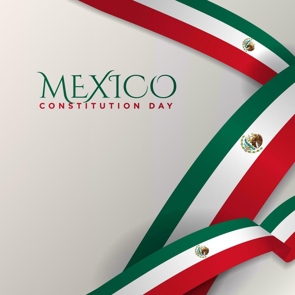 Mexico Constitution Day Greeting Poster Design with Mexican Flag Ribbons. Vector Illustration. EPS 10