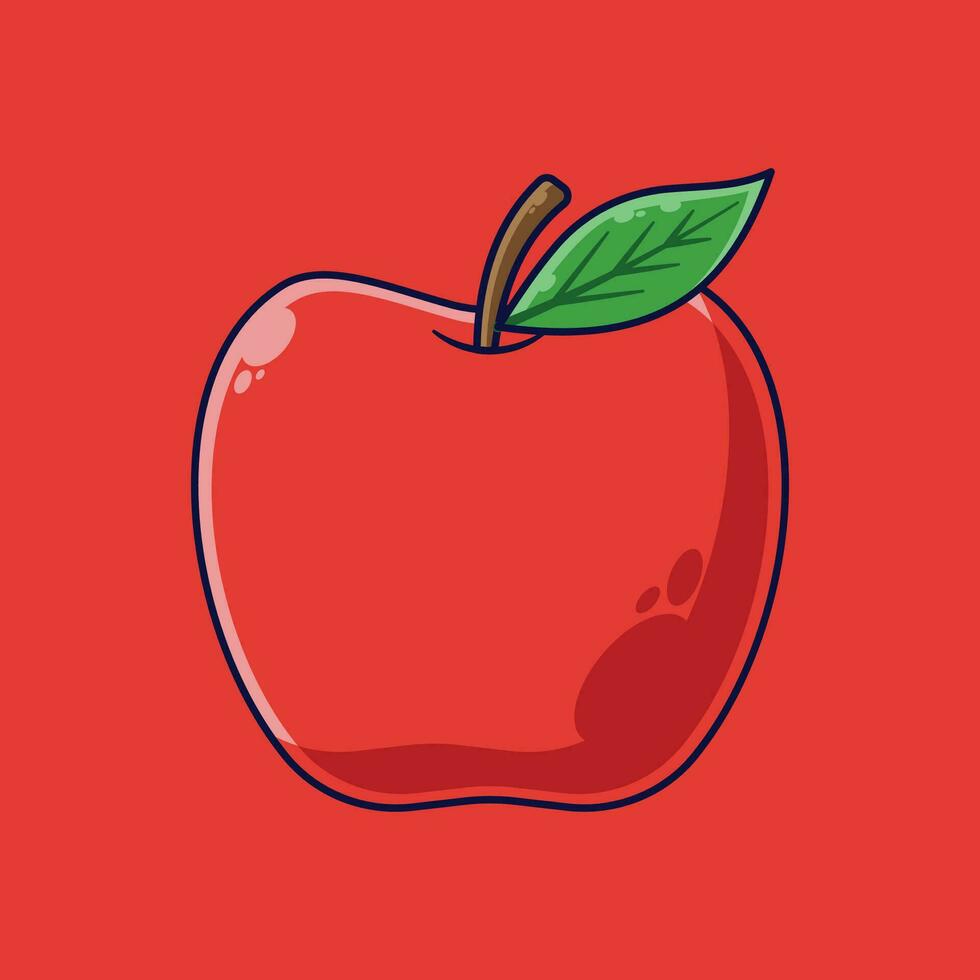 Apple Fruit Cartoon Vector Icon Illustration. Food Fruit Icon Concept Isolated Premium Vector. Flat Cartoon Style Suitable for Web Landing Page, Banner, Sticker, Background