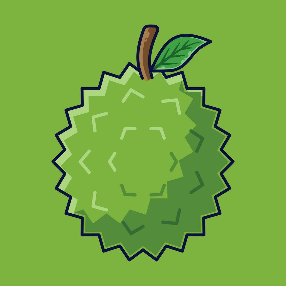 Jackfruit Fruit Cartoon Vector Icon Illustration. Food Fruit Icon Concept Isolated Premium Vector. Flat Cartoon Style Suitable for Web Landing Page, Banner, Sticker, Background