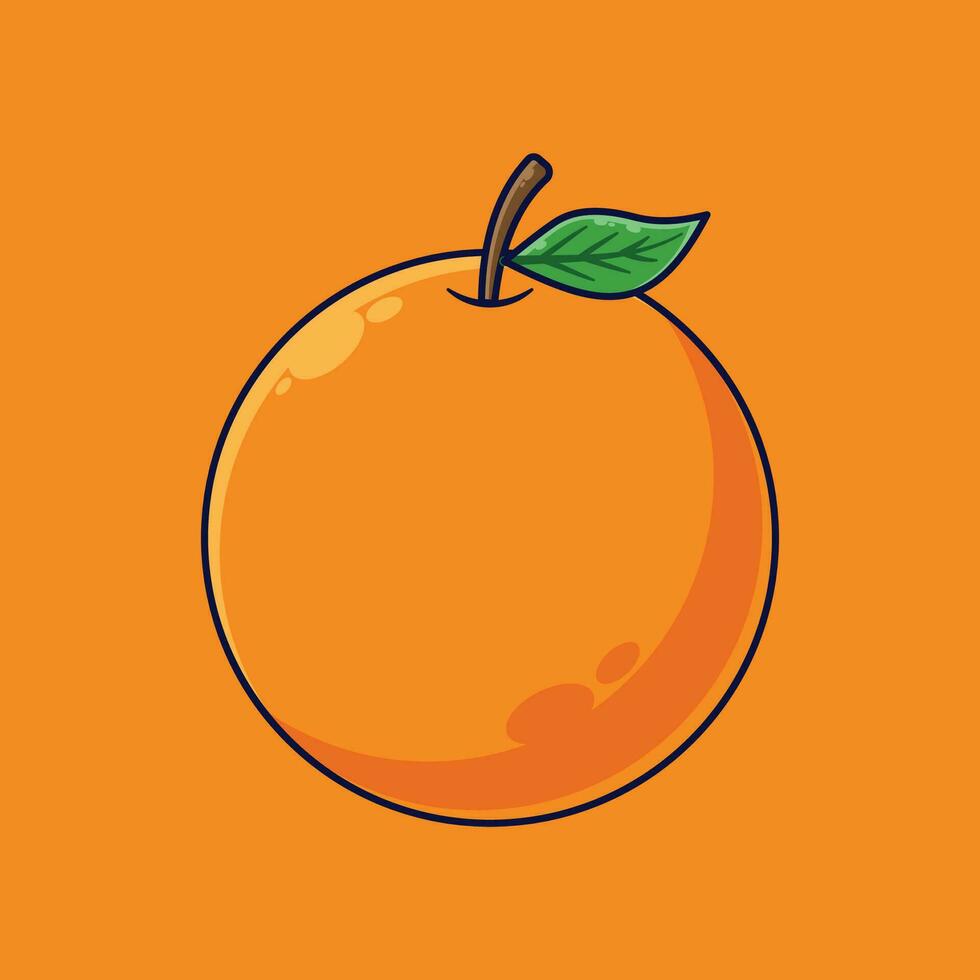 Orange Fruit Cartoon Vector Icon Illustration. Food Fruit Icon Concept Isolated Premium Vector. Flat Cartoon Style Suitable for Web Landing Page, Banner, Sticker, Background