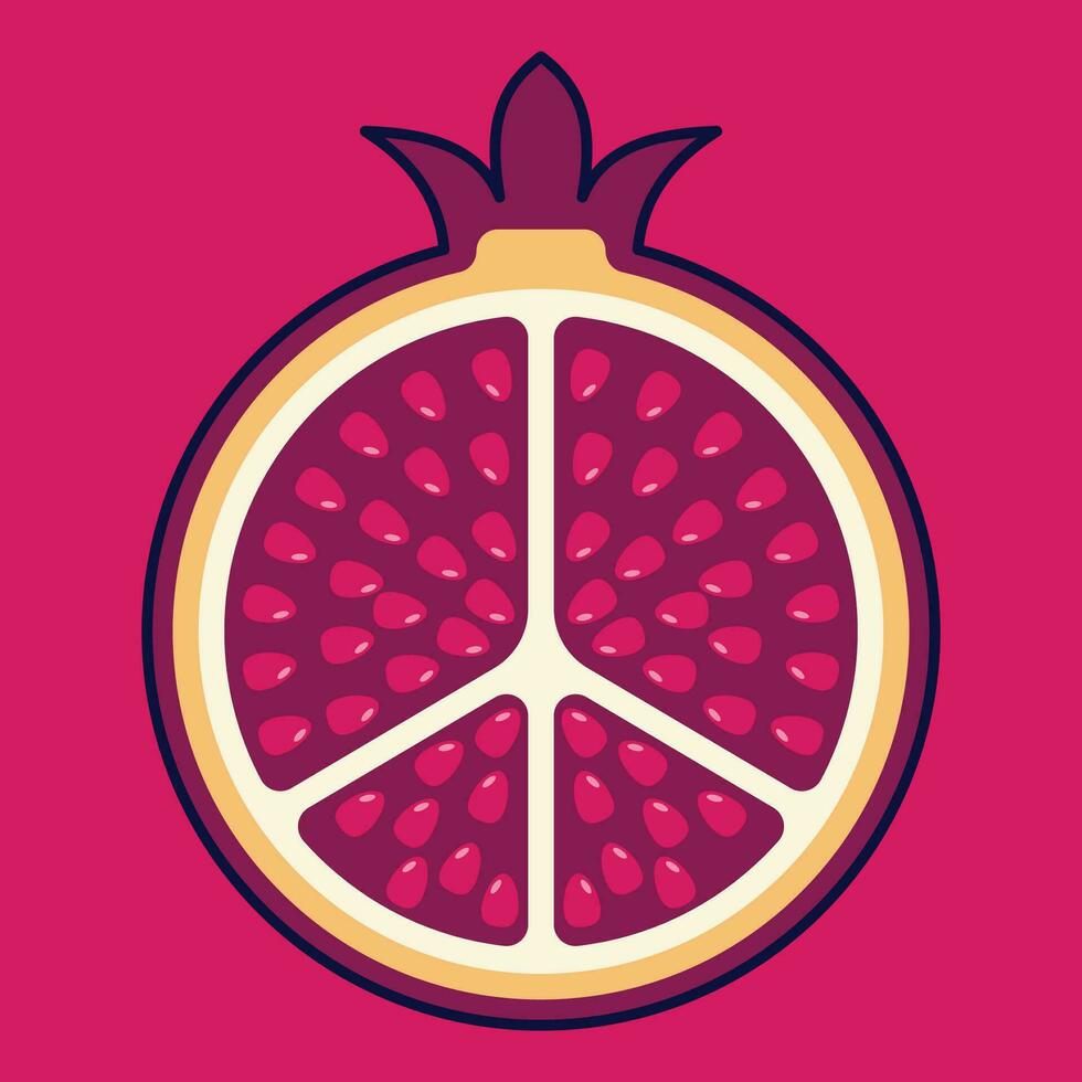 Pomegranate Fruit Cartoon Vector Icon Illustration. Food Fruit Icon Concept Isolated Premium Vector. Flat Cartoon Style Suitable for Web Landing Page, Banner, Sticker, Background