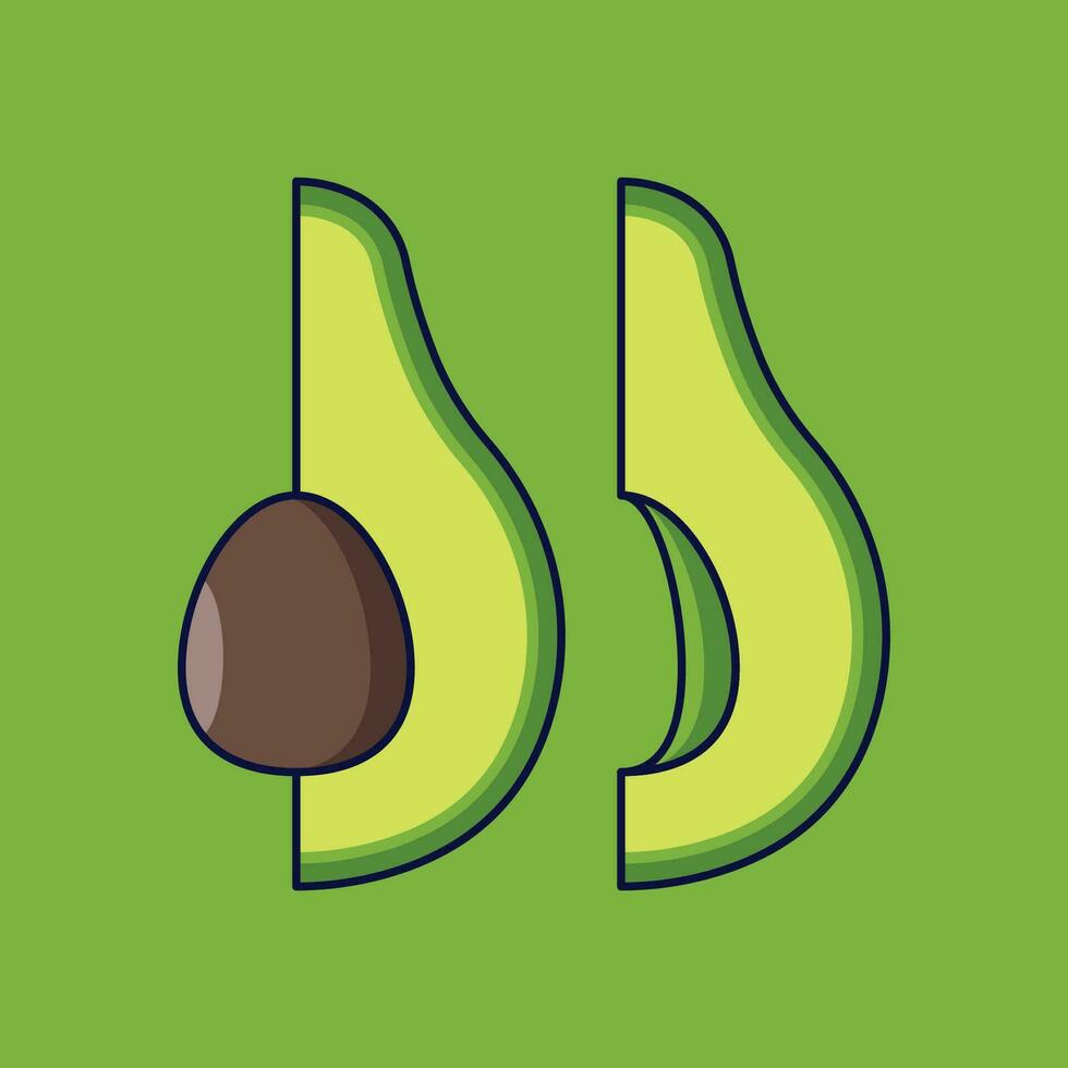 Avocado Fruit Cartoon Vector Icon Illustration. Food Fruit Icon Concept Isolated Premium Vector. Flat Cartoon Style Suitable for Web Landing Page, Banner, Sticker, Background