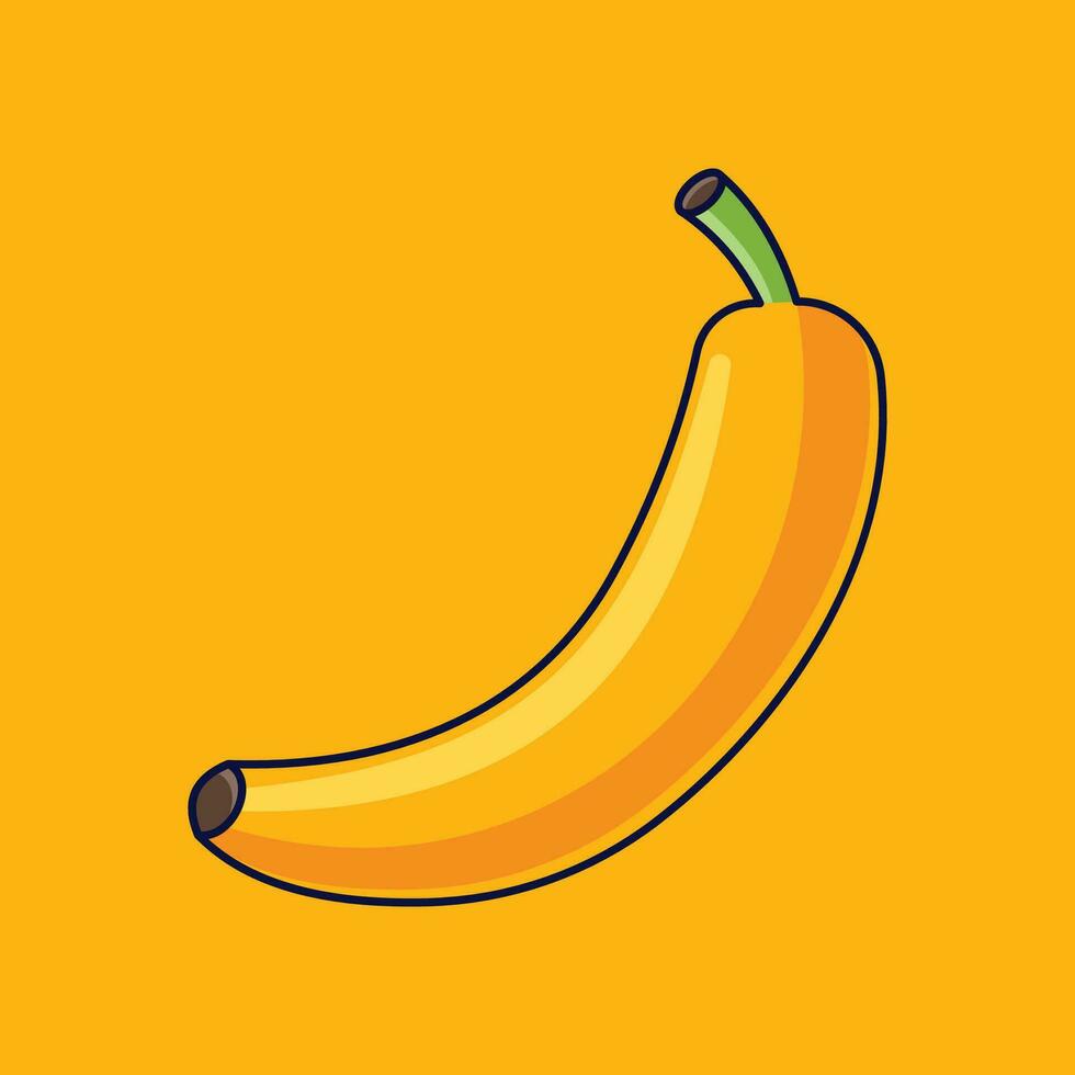 Banana Fruit Cartoon Vector Icon Illustration. Food Fruit Icon Concept Isolated Premium Vector. Flat Cartoon Style Suitable for Web Landing Page, Banner, Sticker, Background