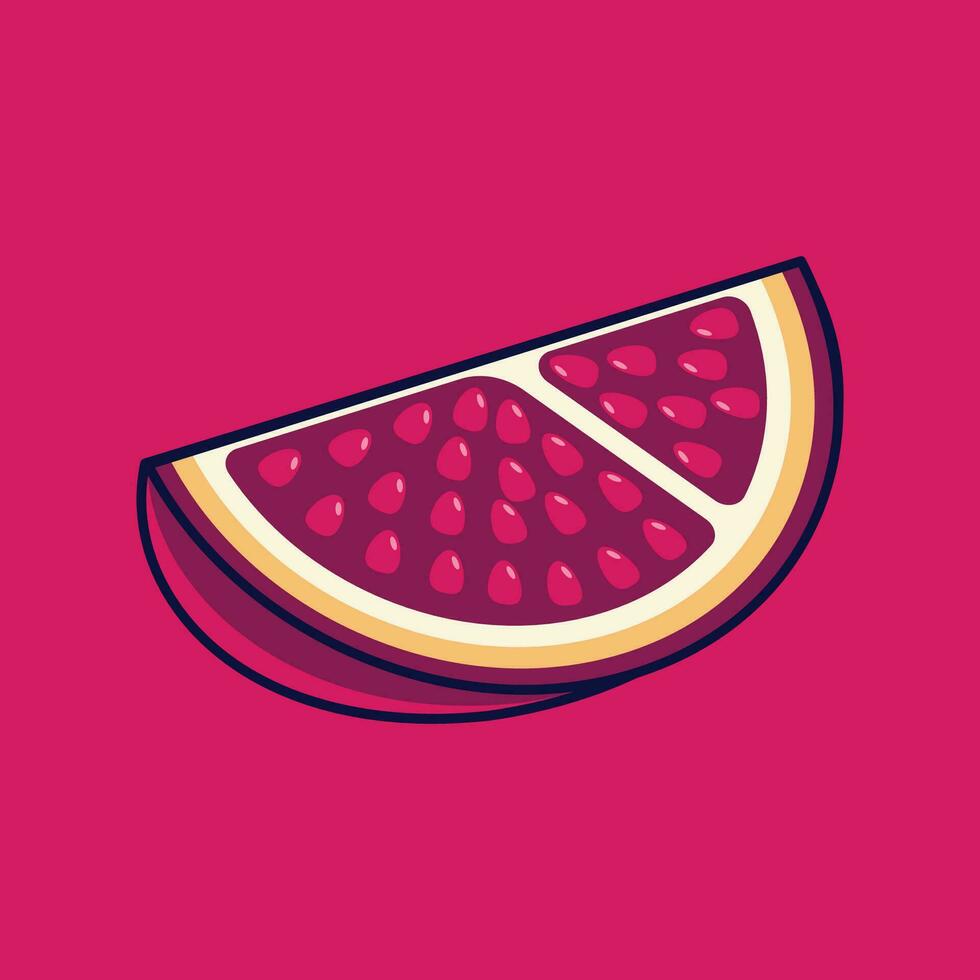 Pomegranate Fruit Cartoon Vector Icon Illustration. Food Fruit Icon Concept Isolated Premium Vector. Flat Cartoon Style Suitable for Web Landing Page, Banner, Sticker, Background