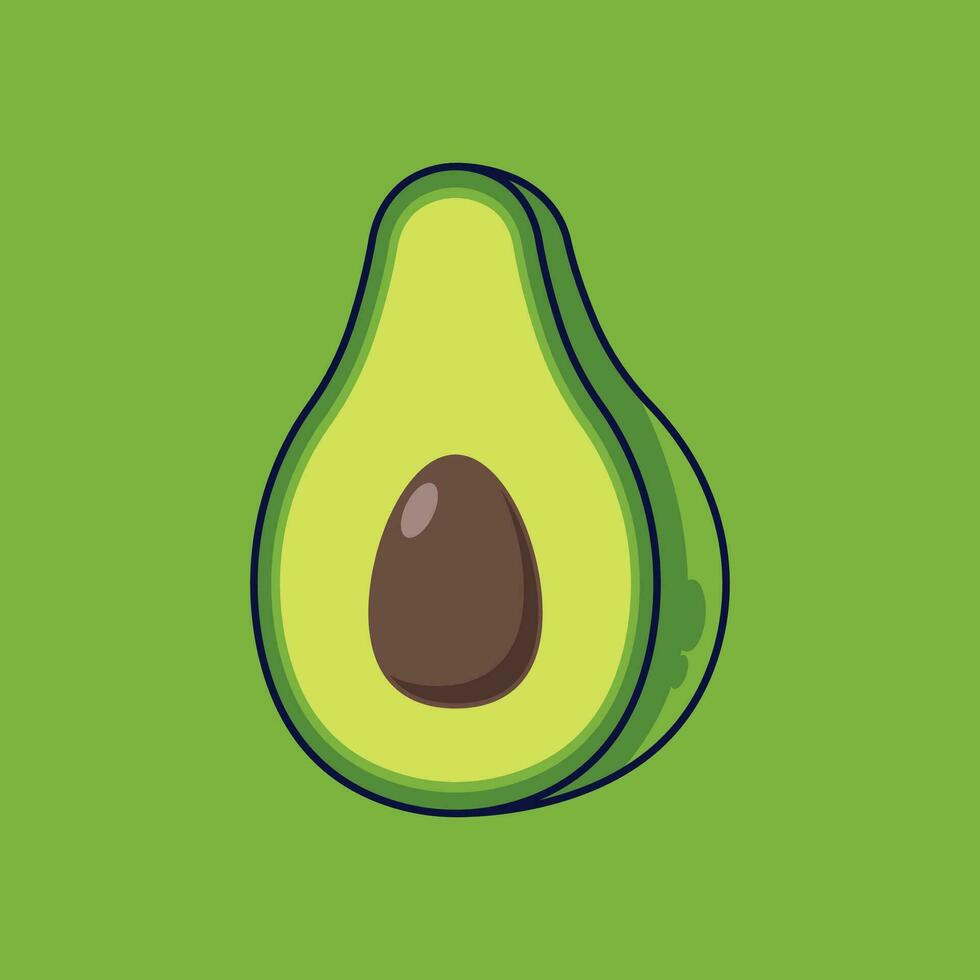 Avocado Fruit Cartoon Vector Icon Illustration. Food Fruit Icon Concept Isolated Premium Vector. Flat Cartoon Style Suitable for Web Landing Page, Banner, Sticker, Background