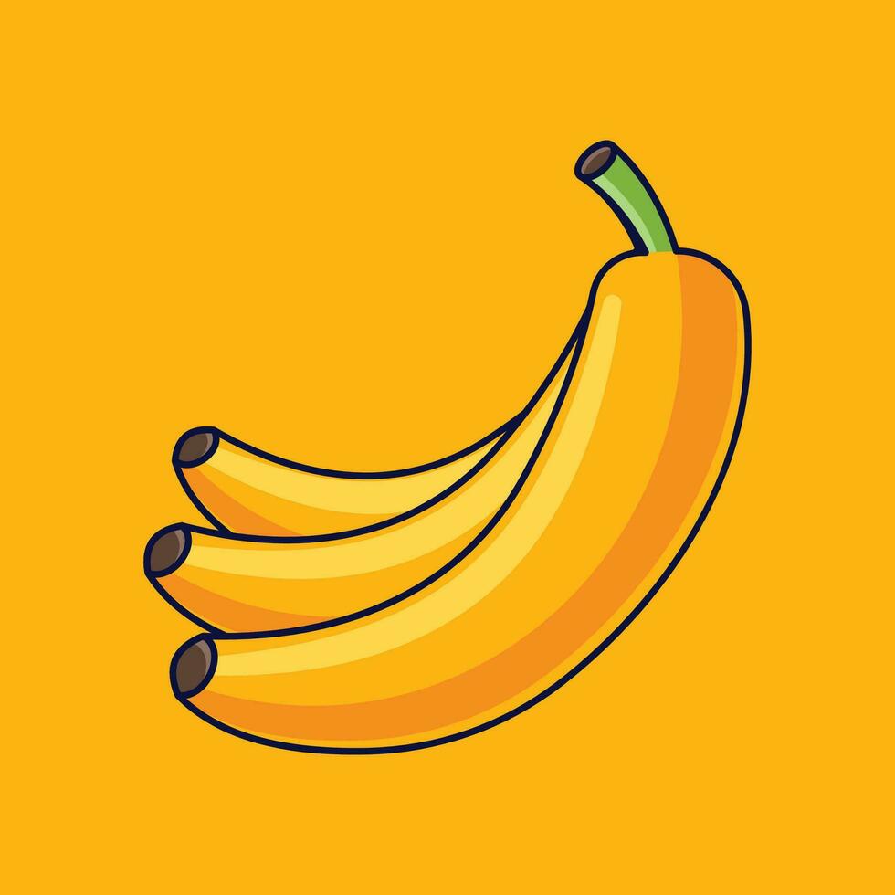 Banana Fruit Cartoon Vector Icon Illustration. Food Fruit Icon Concept Isolated Premium Vector. Flat Cartoon Style Suitable for Web Landing Page, Banner, Sticker, Background