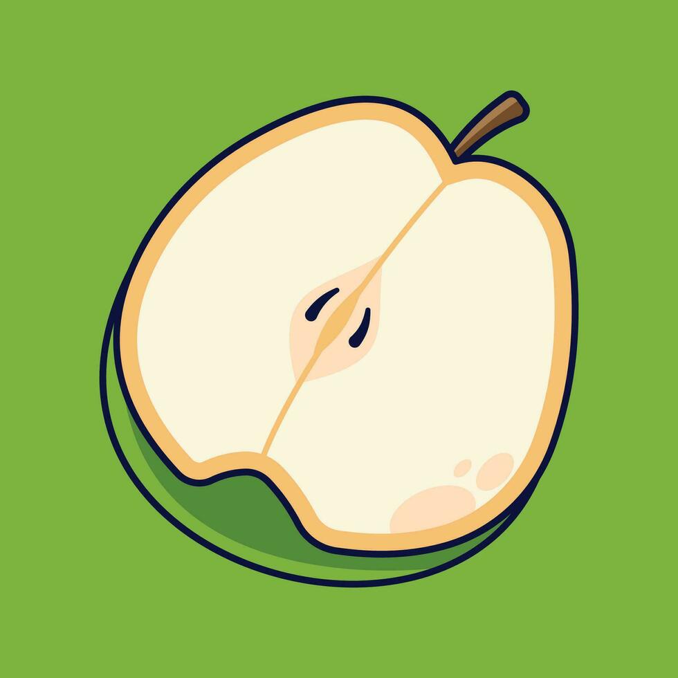 Green Apple Fruit Cartoon Vector Icon Illustration. Food Fruit Icon Concept Isolated Premium Vector. Flat Cartoon Style Suitable for Web Landing Page, Banner, Sticker, Background