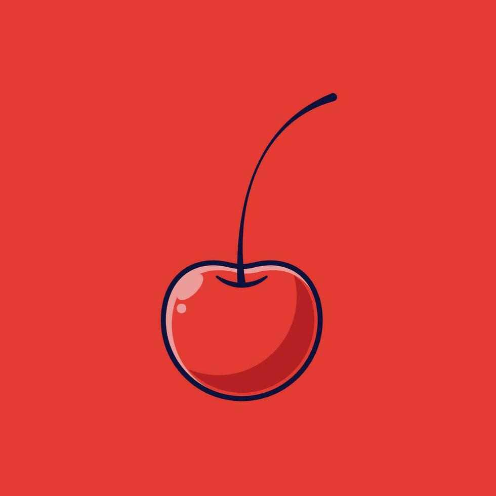 Cherry Fruit Cartoon Vector Icon Illustration. Food Fruit Icon Concept Isolated Premium Vector. Flat Cartoon Style Suitable for Web Landing Page, Banner, Sticker, Background