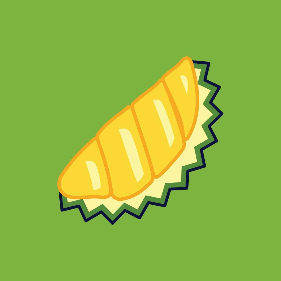 Durian Fruit Cartoon Vector Icon Illustration. Food Fruit Icon Concept Isolated Premium Vector. Flat Cartoon Style Suitable for Web Landing Page, Banner, Sticker, Background