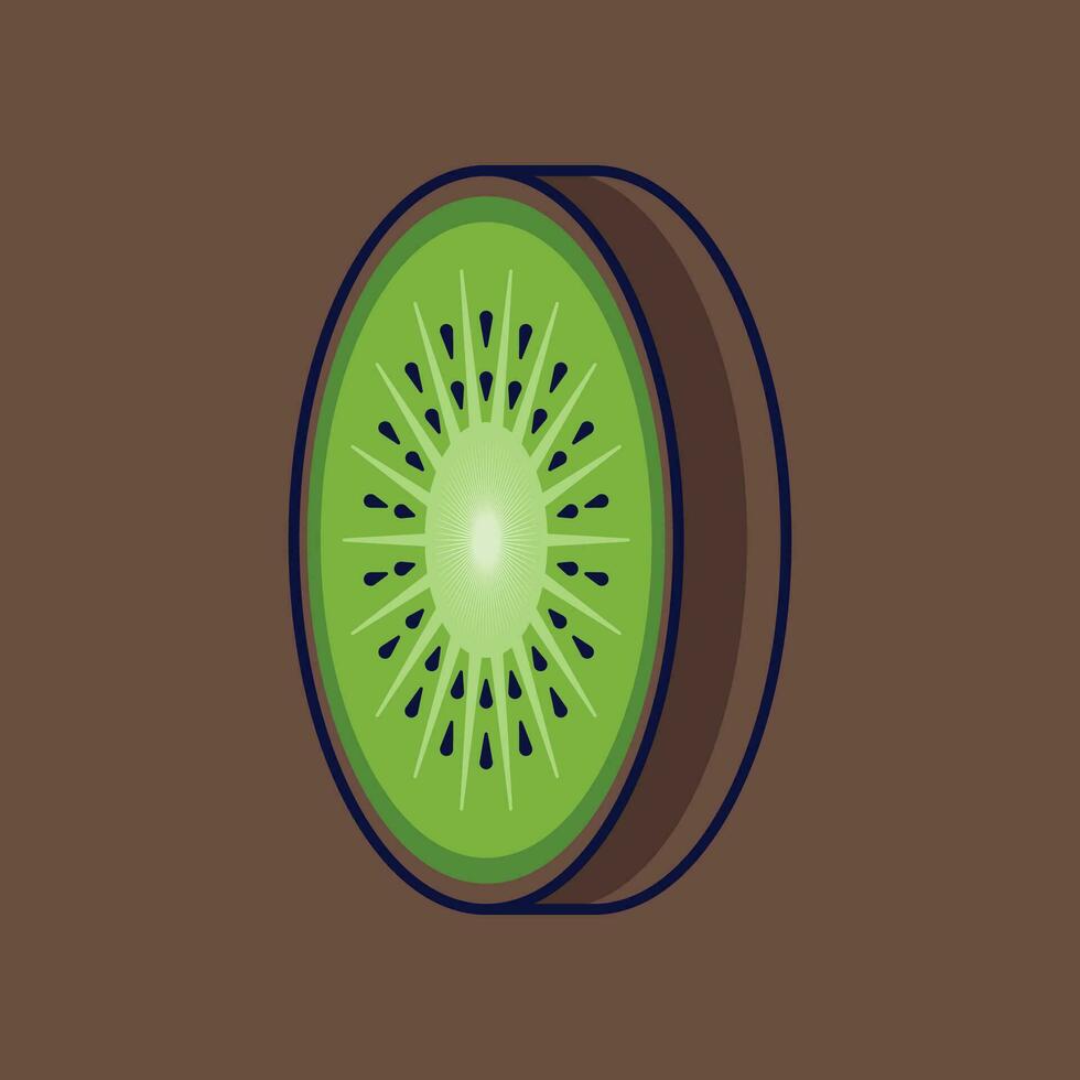 Kiwi Fruit Cartoon Vector Icon Illustration. Food Fruit Icon Concept Isolated Premium Vector. Flat Cartoon Style Suitable for Web Landing Page, Banner, Sticker, Background