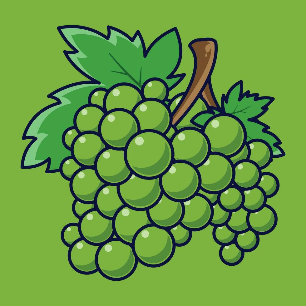 Grape Fruit Cartoon Vector Icon Illustration. Food Fruit Icon Concept Isolated Premium Vector. Flat Cartoon Style Suitable for Web Landing Page, Banner, Sticker, Background