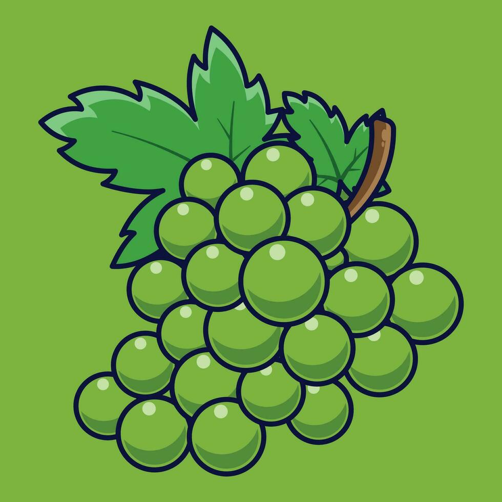 Grape Fruit Cartoon Vector Icon Illustration. Food Fruit Icon Concept Isolated Premium Vector. Flat Cartoon Style Suitable for Web Landing Page, Banner, Sticker, Background