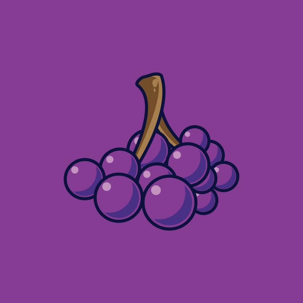 Grape Fruit Cartoon Vector Icon Illustration. Food Fruit Icon Concept Isolated Premium Vector. Flat Cartoon Style Suitable for Web Landing Page, Banner, Sticker, Background