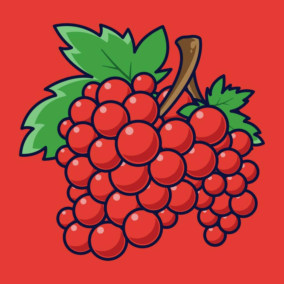 Grape Fruit Cartoon Vector Icon Illustration. Food Fruit Icon Concept Isolated Premium Vector. Flat Cartoon Style Suitable for Web Landing Page, Banner, Sticker, Background