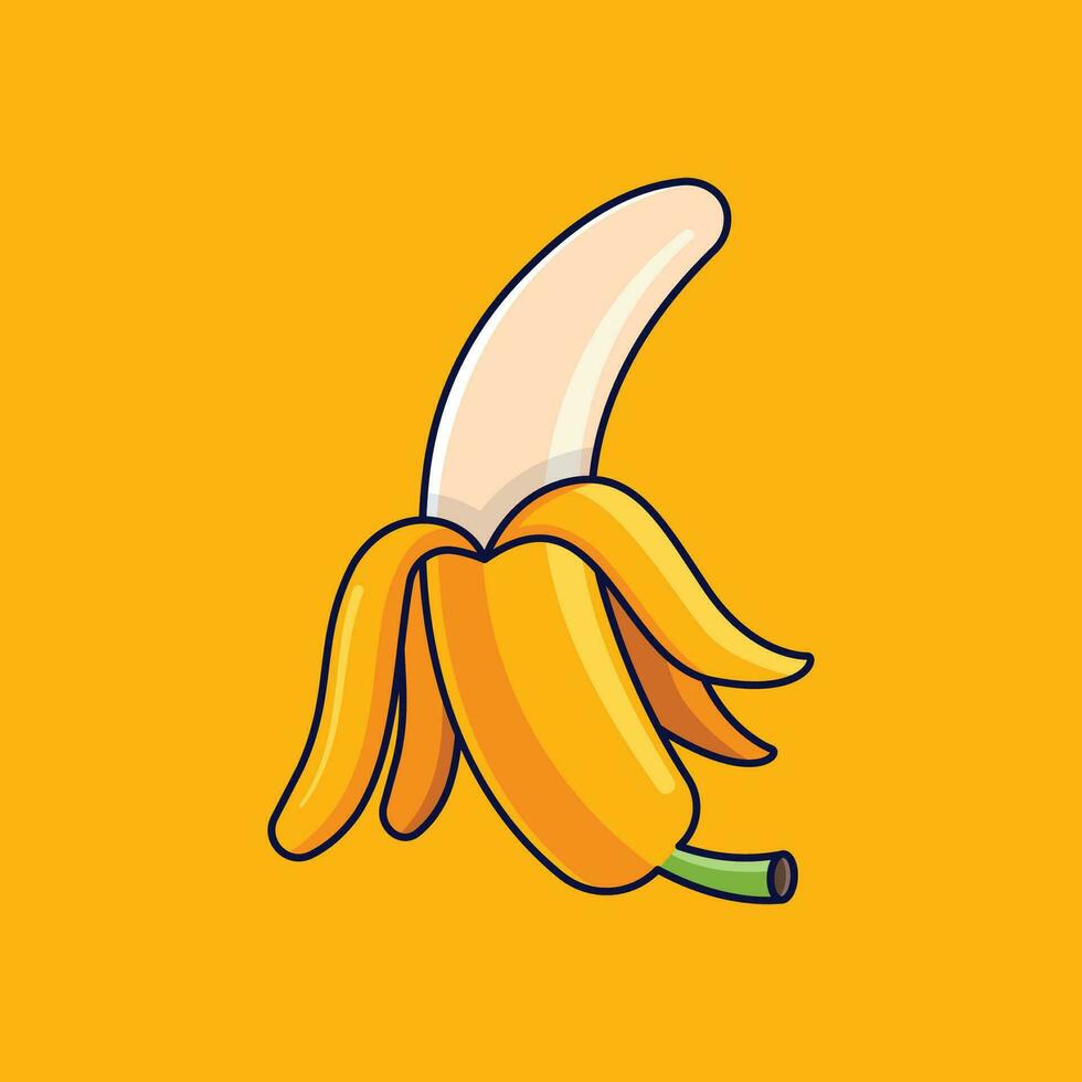 Banana Fruit Cartoon Vector Icon Illustration. Food Fruit Icon Concept Isolated Premium Vector. Flat Cartoon Style Suitable for Web Landing Page, Banner, Sticker, Background