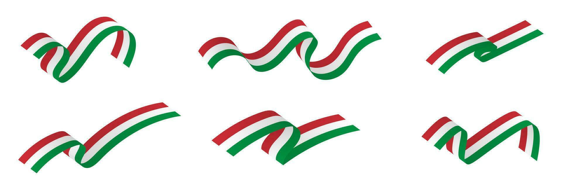 3d Italy Flag Ribbons. Long Italian flags, italy tri-color flag. Italian Flag ribbons isolated on white background. Editable Vector Illustration. EPS 10.