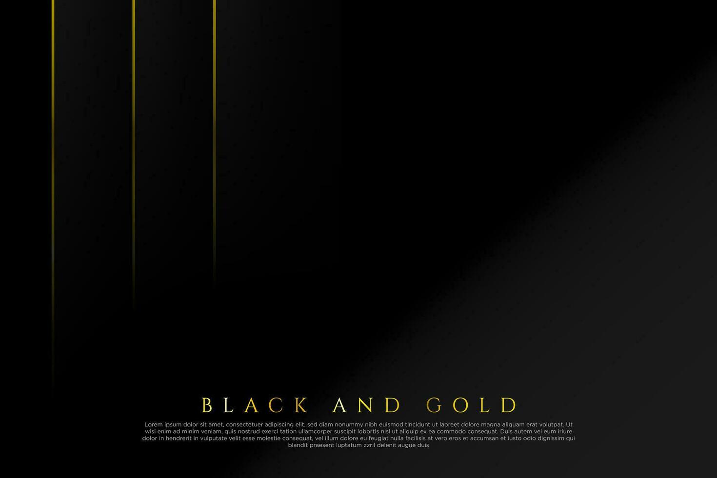 Simple Black and Gold Background Template with space for text. Black background with gold elements. Editable Vector Illustration. EPS 10