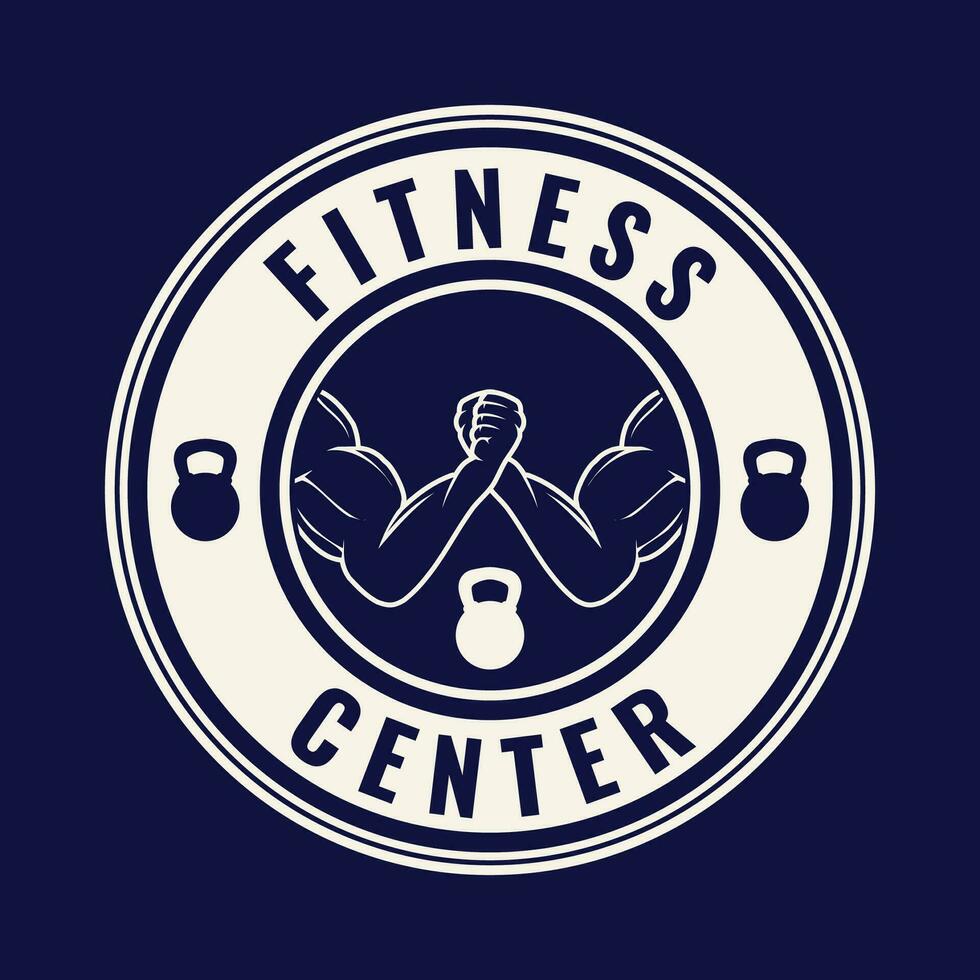 Fitness Logo Retro Style. Good For Fitness Logo, Gym Logo. Template for sport icon, symbol, logo or other branding. Modern retro illustration. vector