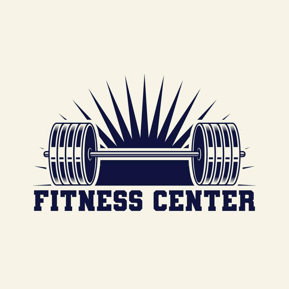 Set of Fitness Logo Retro Style. Good For Fitness Logo, Gym Logo. Dumbbell with chain. Template for sport icon, symbol, logo or other branding. Modern retro illustration. vector