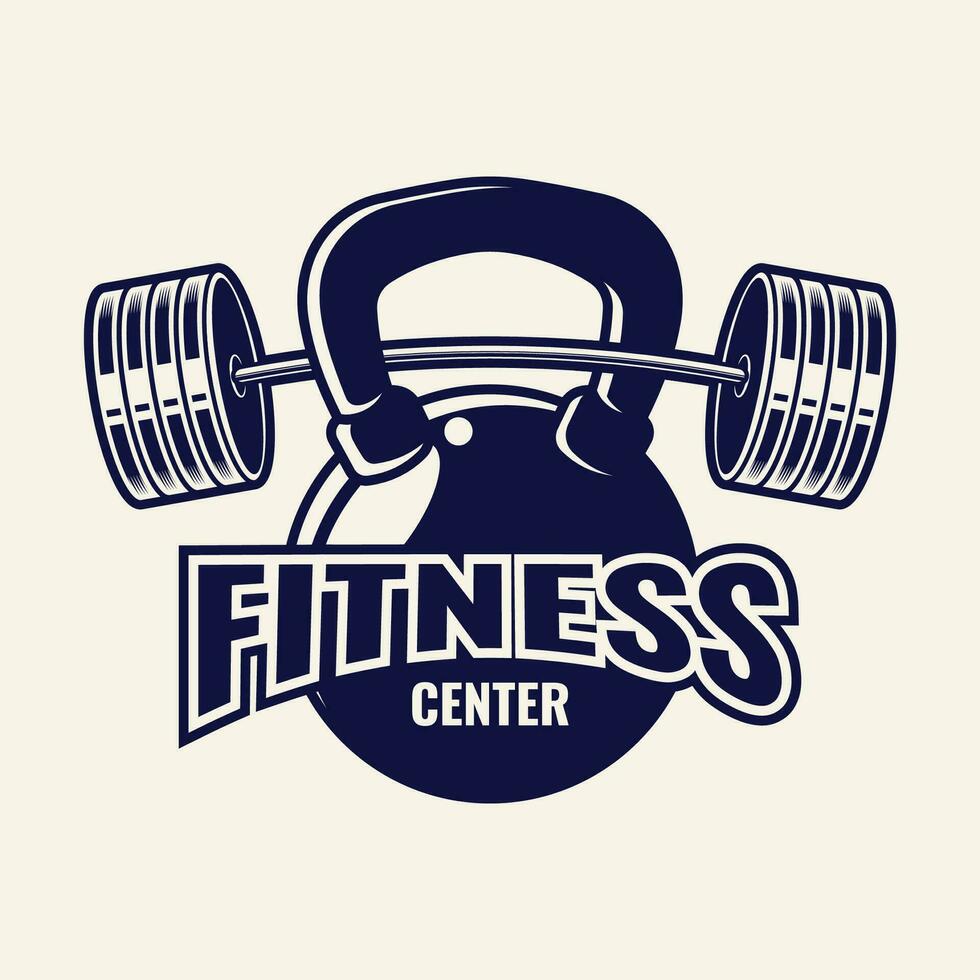 Fitness Logo Retro Style. Good For Fitness Logo, Gym Logo. Template for sport icon, symbol, logo or other branding. Modern retro illustration. vector