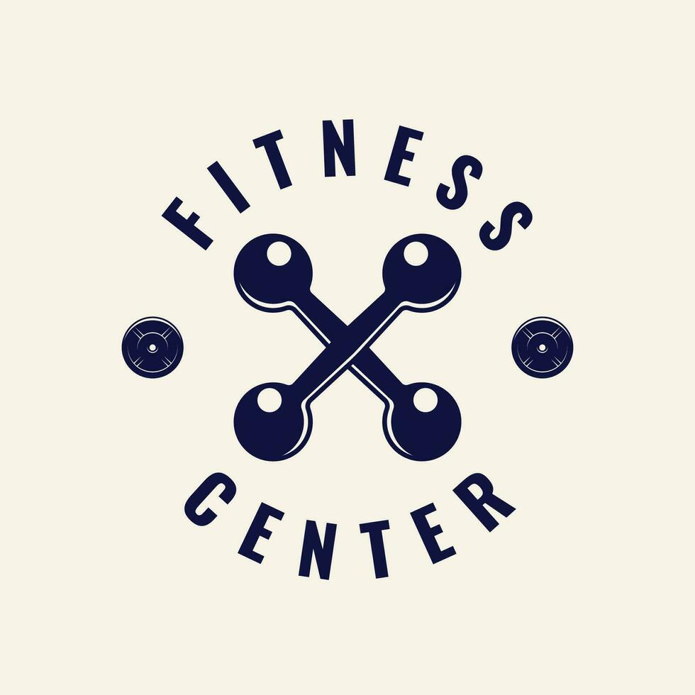 Set of Fitness Logo Retro Style. Good For Fitness Logo, Gym Logo. Dumbbell with chain. Template for sport icon, symbol, logo or other branding. Modern retro illustration. vector