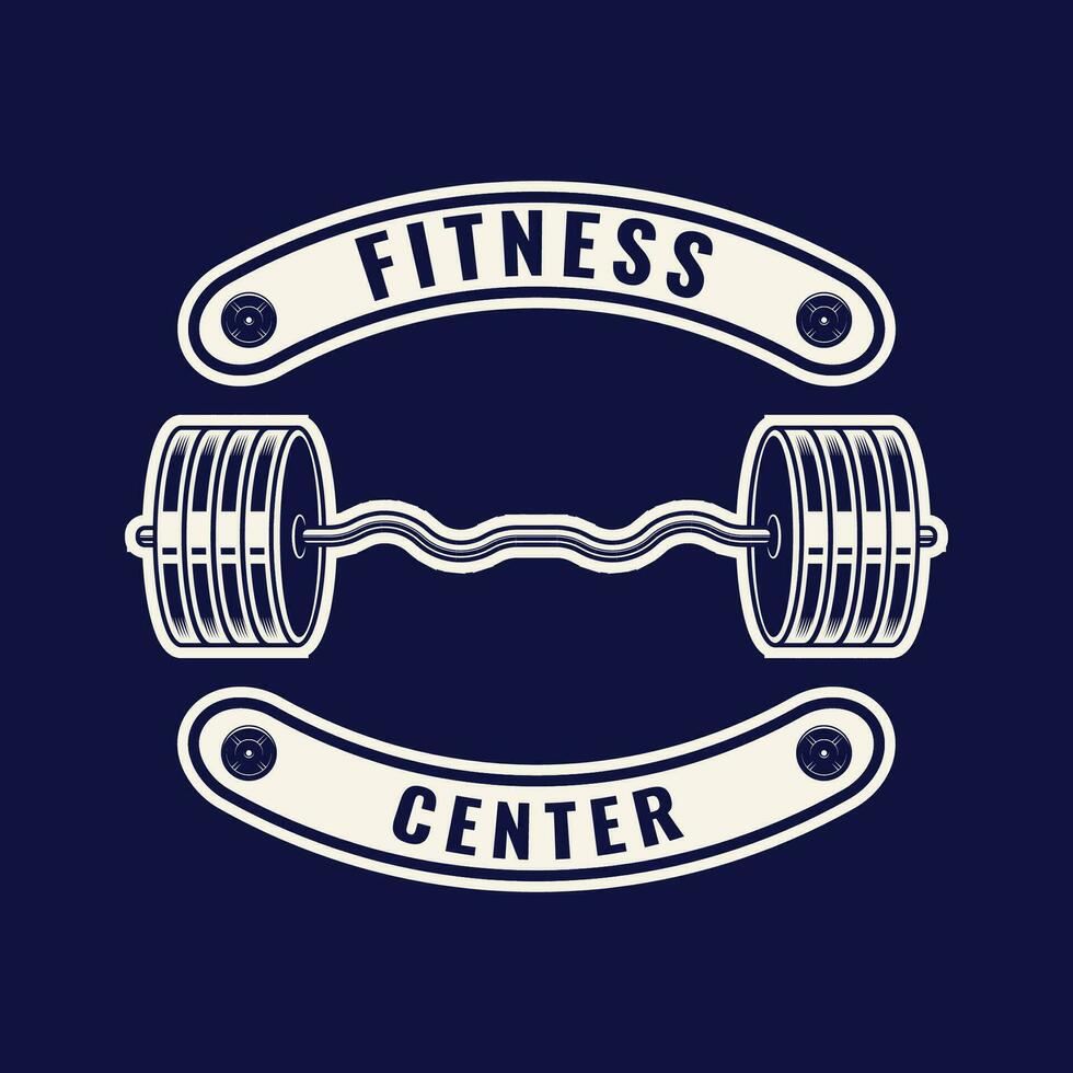 Set of Fitness Logo Retro Style. Good For Fitness Logo, Gym Logo. Dumbbell with chain. Template for sport icon, symbol, logo or other branding. Modern retro illustration. vector