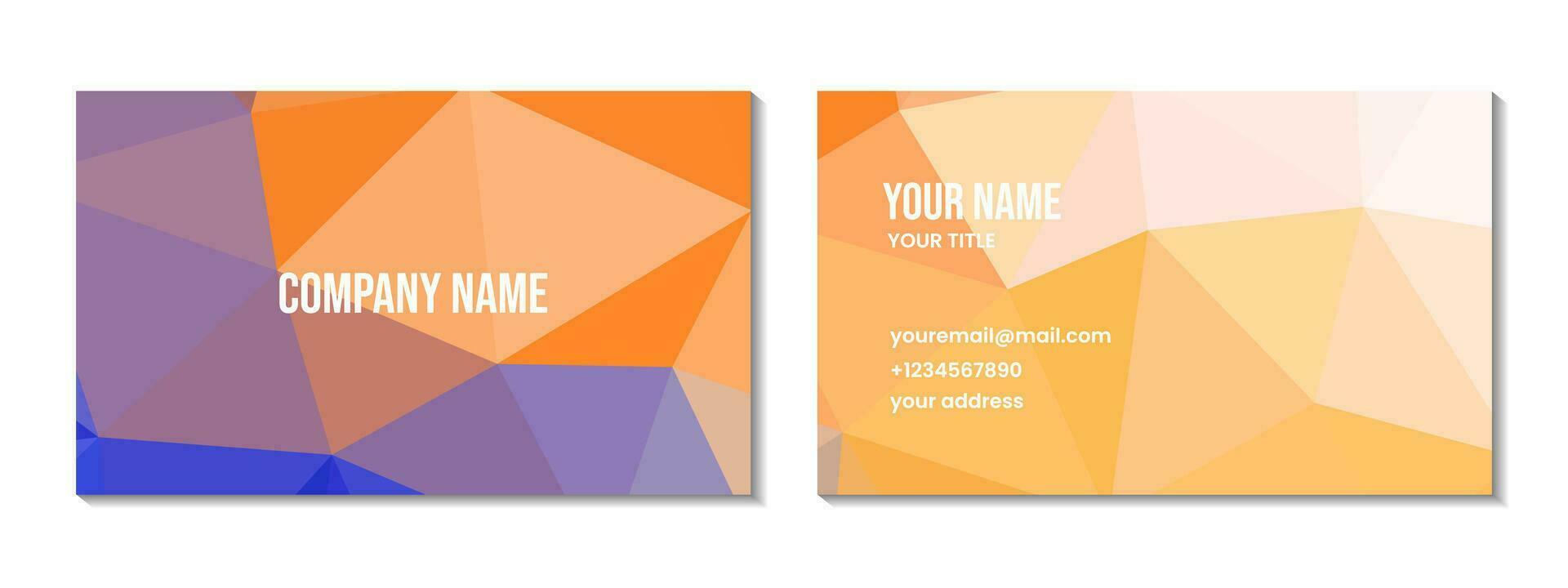 business card design. abstract blue orange colorful geometric background with triangles vector