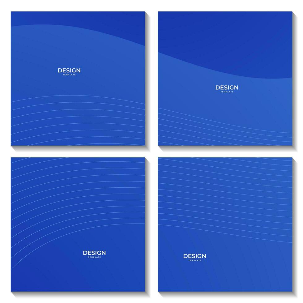 set of squares simple abstract blue wave gradient background for business vector