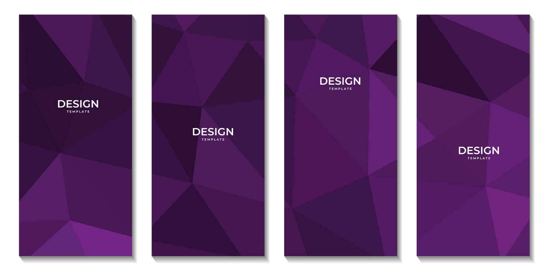 conjunto de folletos resumen púrpura geométrico antecedentes con triangulos para negocio vector